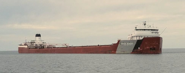 Starboard-side view of the Roger Blough while under way 